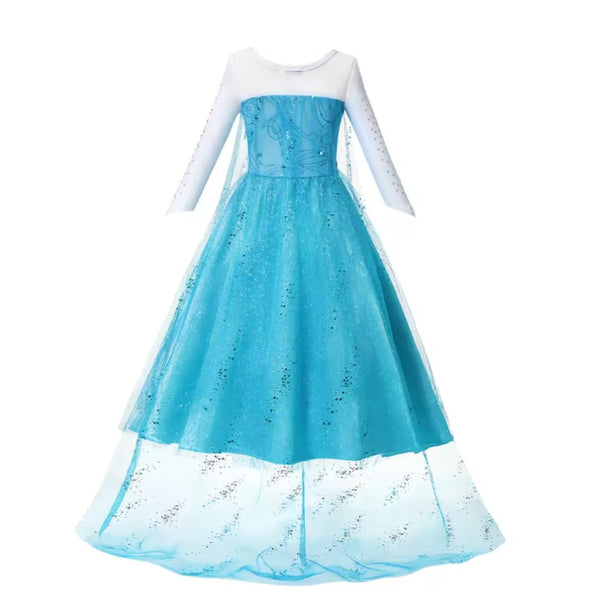 Kids Ice Princess Dress Costume Girls Fairy Tale Ball Gown Wig Book Week Party