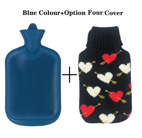 2L Hot Water Bottle Winter Warm Natural Rubber Bag Relaxing Warmer and COVER
