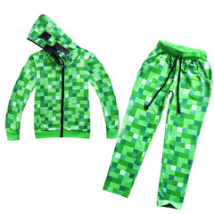 Minecraft Costume Kids Creeper Hoodie & Pants Set Boys Book Week Fancy Dress