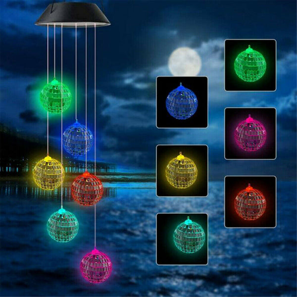 Colour Changing Wind Chimes LED Light Hanging Decor Outdoor Solar Powered Garden