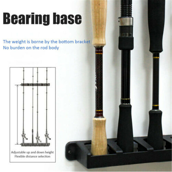 6-Rod Rack Fishing Pole Holder Tackle Wall Fishing Rod Storage Fixed Stand AU