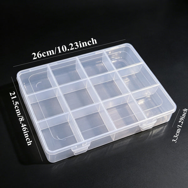 2PCS 12 Compartment Clear Storage Box Bead Jewelry Craft Organizer Container