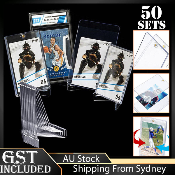 50Set Magnetic Card Holder 35pt Baseball Card Holders Hard Card Stand Trading AU