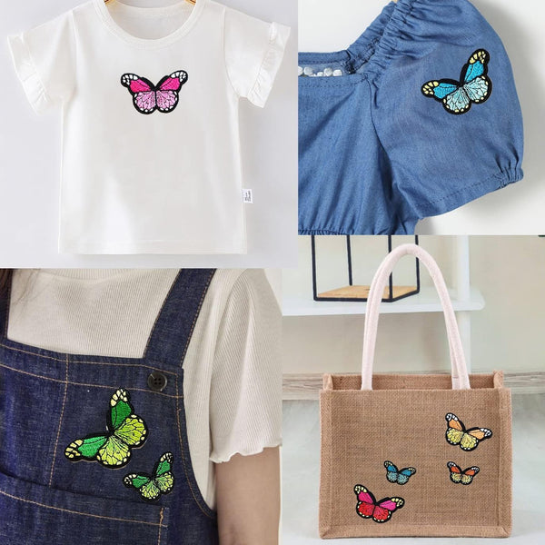 60X Colourful Butterfly Applique Lace Trims Sewing Embroidery Craft Patch Sew AU