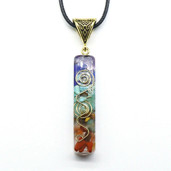2pcs 7 Stone Necklace Chakra Natural Stone Necklace Yoga Pendant Unisex Pendant