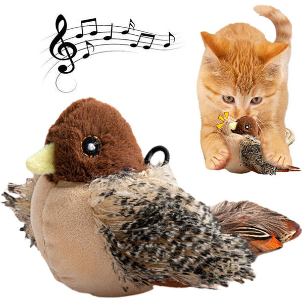2PCS Real Chirping Indoor Bored Interactive Cat Toy Bird Electronic Kitten Toys