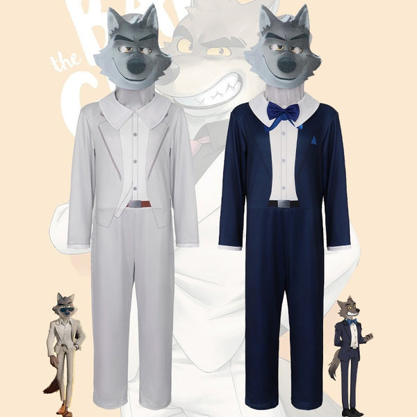 Kids white Mr Wolf costume jumpsuit front view – The Bad Guys Book Week