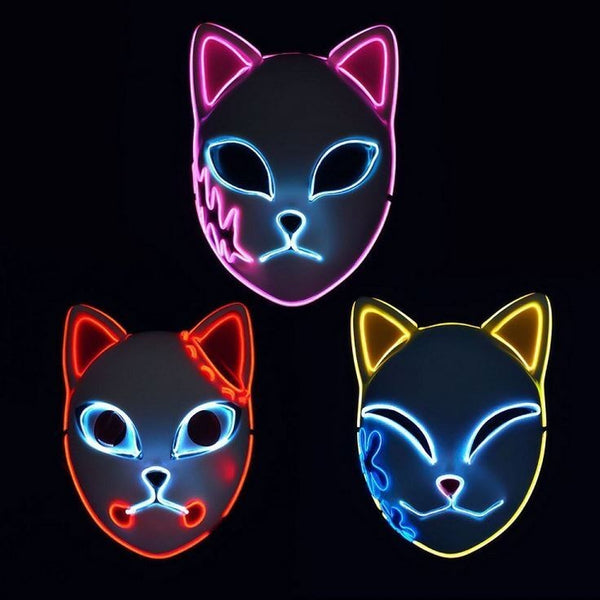 Light up fox mask worn with a hoodie for an instant Halloween costume