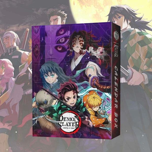 Christmas Advent Calendar 24 Days Blind Box 2D Demon Slayer Anime Cartoon Figure