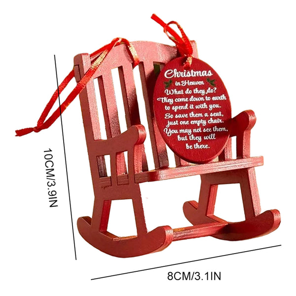 Memorial rocking chair ornament size guide - 6.6 x 8 x 10cm chair, 3.8 x 6cm tag