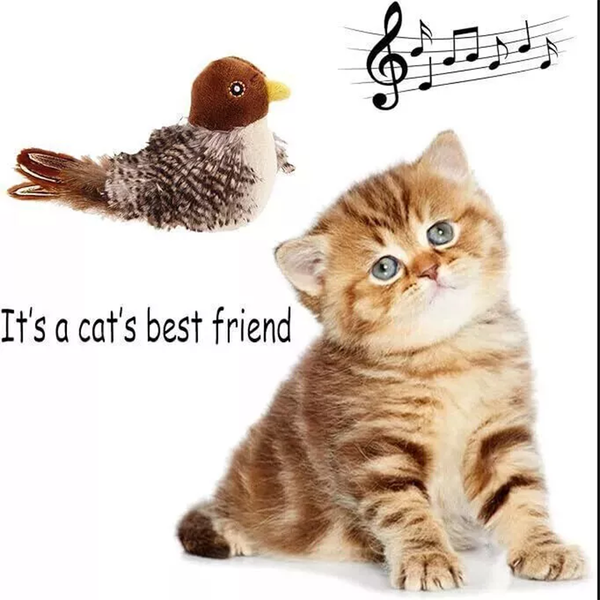 2PCS Real Chirping Indoor Bored Interactive Cat Toy Bird Electronic Kitten Toys