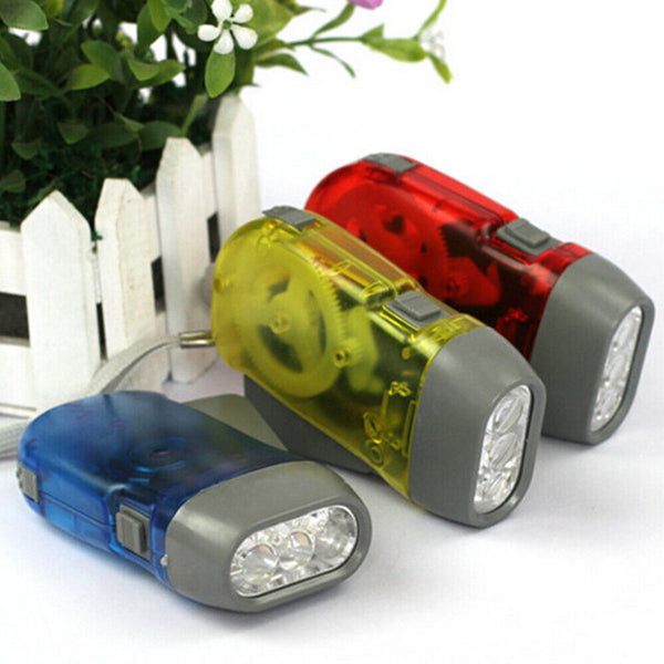 3LED Lamp Torch  Hand Press Crank Camping Lights Wind Up Flashlight Emergency