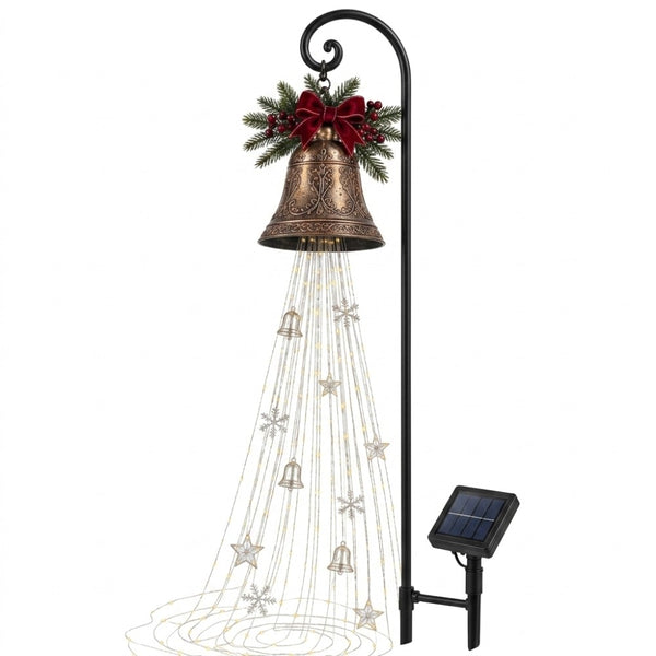 Solar Christmas Bell Waterfall Lights Outdoor Garden LED String Waterfall Decor