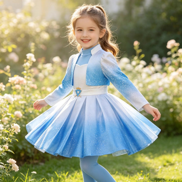 Girl in Descendants Chloe Charming costume in a rose garden