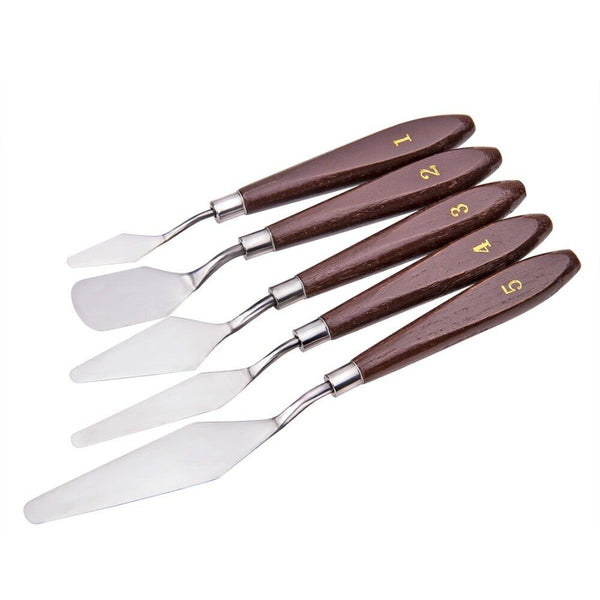 5Pcs Paint Spatula Set Stainless Steel Artist Palette Knife Oil Painting Scraper