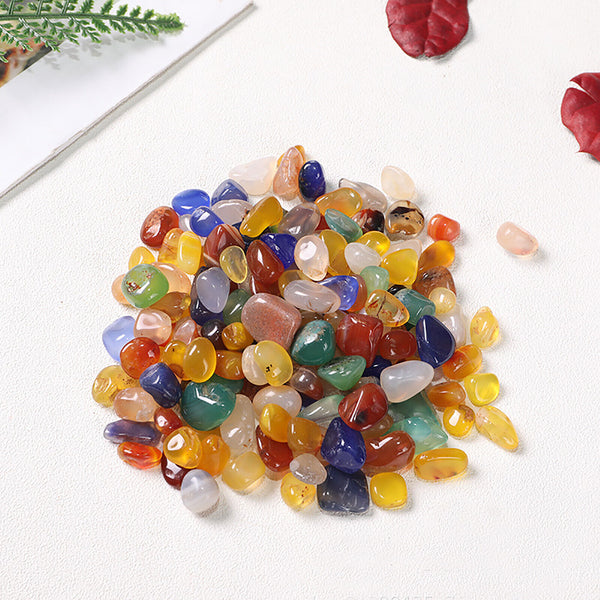 200G 7-9mm Mixed Agate Crystal Chips BULK Grade Natural Gemstone Polished Mini