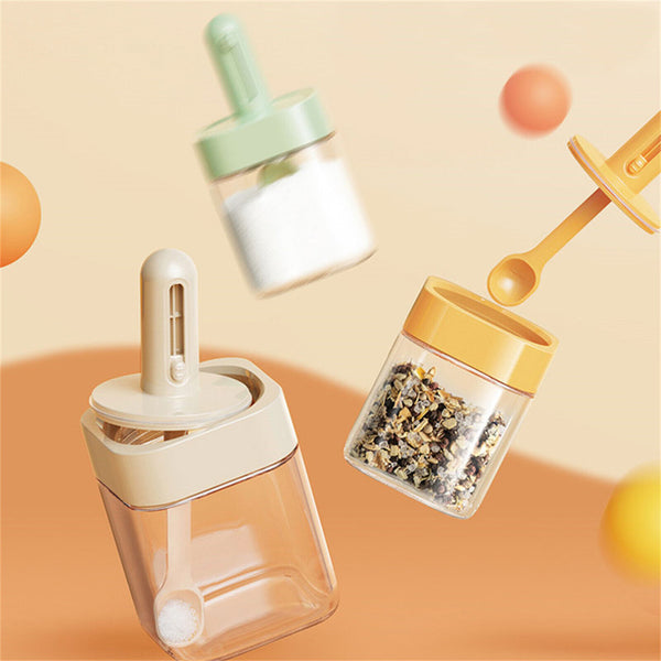 2pcs Square Seasoning Pot, Kitchen Spice Jar, Seasoning Containers for Salt