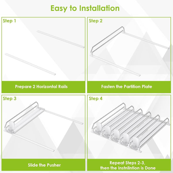 Beverage Pusher Shelf Adjustable Width Soda Can Bottle Pusher for Kitchen Fridge