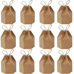 100 Pack Kraft Paper Candy Favor Boxes – Pillow Gift Boxes with Rope for Wedding, Christmas and Party Treats