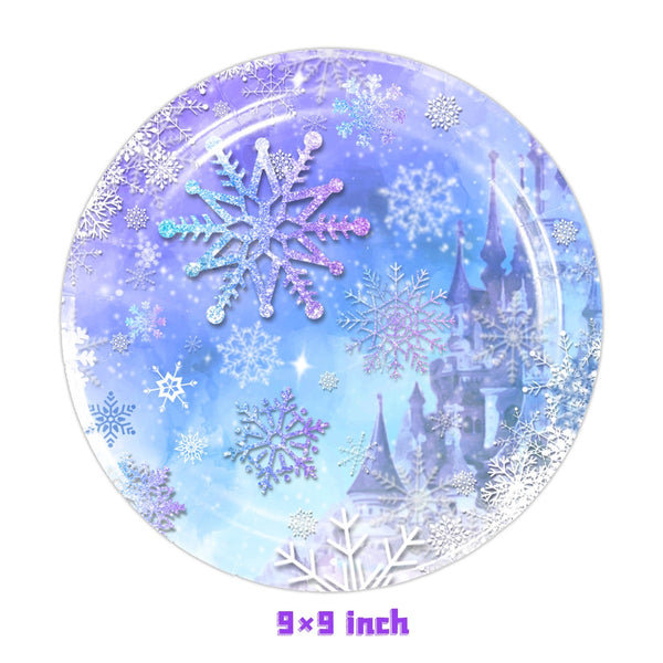 New Frozen Snowflake Tableware Party Supplies Birthday Paper Plates Napkins Cups