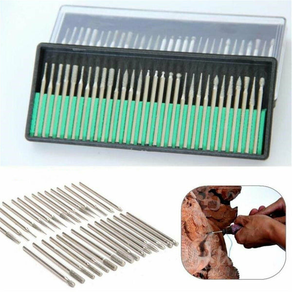 30PCS Diamond Burr Bits Drill Kit For Art Engraving Carving Rotary Tool AU STOCK