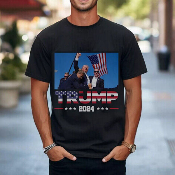 Trump T-Shirt Shot T Shirt Top Donald Trump 2024 Never Surrender Shooting Fight