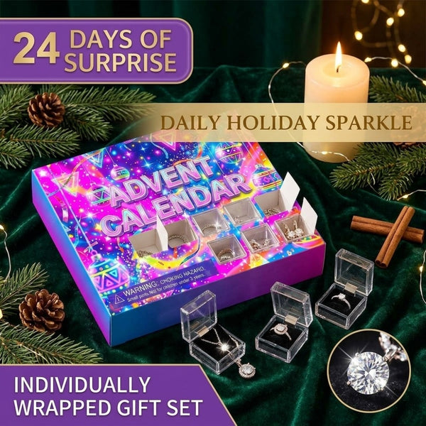 24 days of surprise jewellery advent calendar with individually boxed rings and necklaces