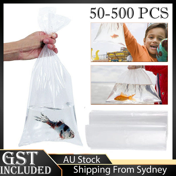 50-500X Aquarium Fish Transport Bags Plastic Shipping Breathing Long Life Clear