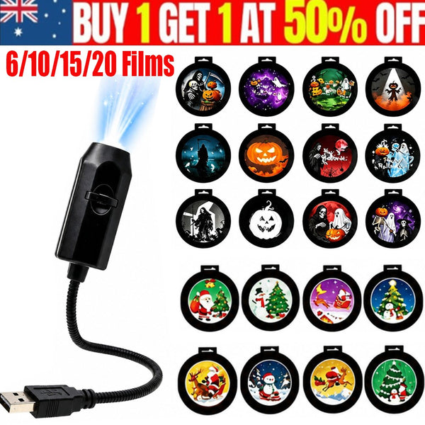 Plug and Play HD Star Projector Halloween Christmas Projector USB 360° Rotating