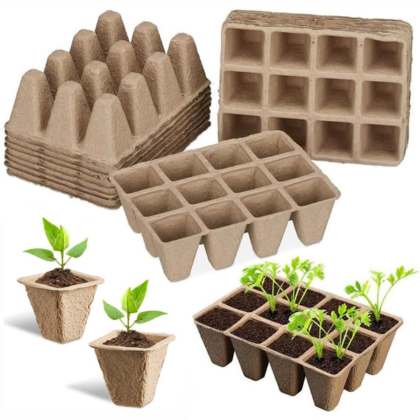 30x 12 Holes Biodegradable Paper Seedling Pots Seed Tray Garden Nursery AU