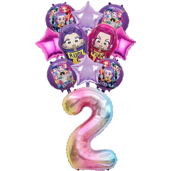 K-pop theme balloon set with number 4 for birthday party