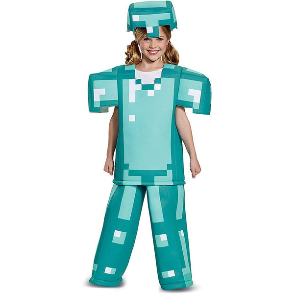 Minecraft costume kids diamond armour pants pixel block print