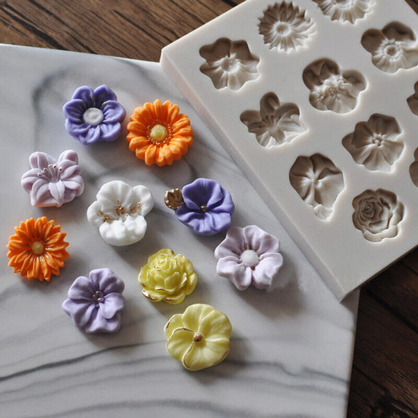 3D Flower Silicone Fondant Mould Cake Border Decor Baking Mold Sugarcraft DIY AU
