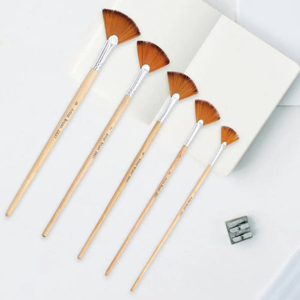 5 Pcs Fan-Shaped Artist Paint Brushes Set Watercolour Acrylic Oil Painting Brush