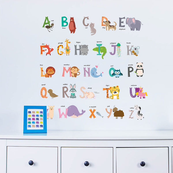 2Pcs Kids Alphabet ABC Letters Kids Wall Stickers Nursery Decal Wallpapers Decor