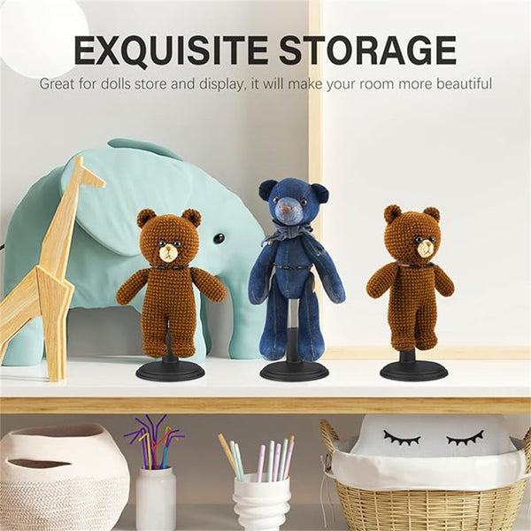 6 Pack Adjustable Doll Display Stands – Black Waist Support Holders for Dolls and Action Figures