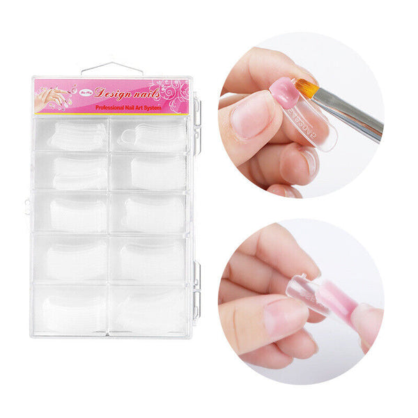 100X Nail Dual Forms Full Cover Quick Building Tips Nail Extension DIY Manicure