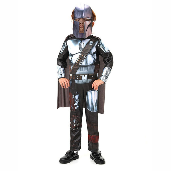 Child wearing Mandalorian costume with helmet – Star Wars kids