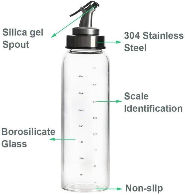 300/450ml Olive Oil Vinegar Pourer Dispenser Cooking Glass Bottle Kitchen Tools