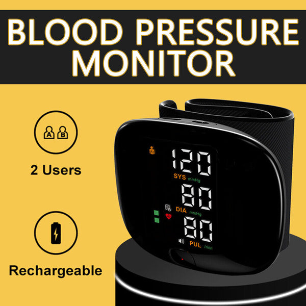 Automatic LCD Wrist High Blood Pressure Monitor Digital Heart Rate Gauge New