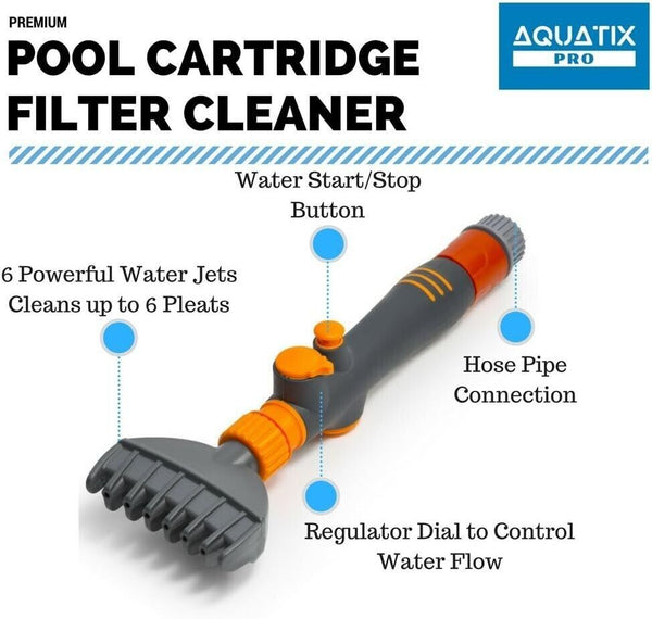 Handheld Water Wand Swimming Pool Filter Cartridge Cleaner Brush Remove Dirty