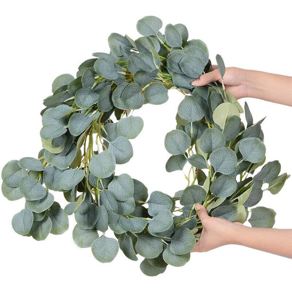 2x 2M Artificial Eucalyptus Garland Greenery Leaf Vine Plants Fake Foliage Decor