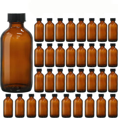 120ml Amber Glass Bottles – Boston Round Storage Bottles with Screw Caps