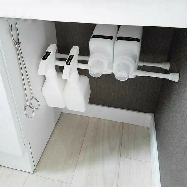 4X Spring Loaded Extendable Telescopic Nets Voile Tension Curtain Rail Pole Rod
