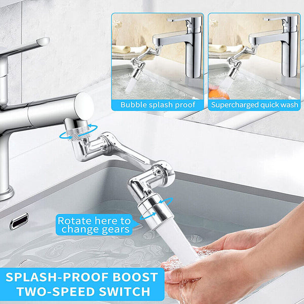 Extension Faucet Extender Rotate Robotic Universal 1080 Swivel Spray Arm Tap