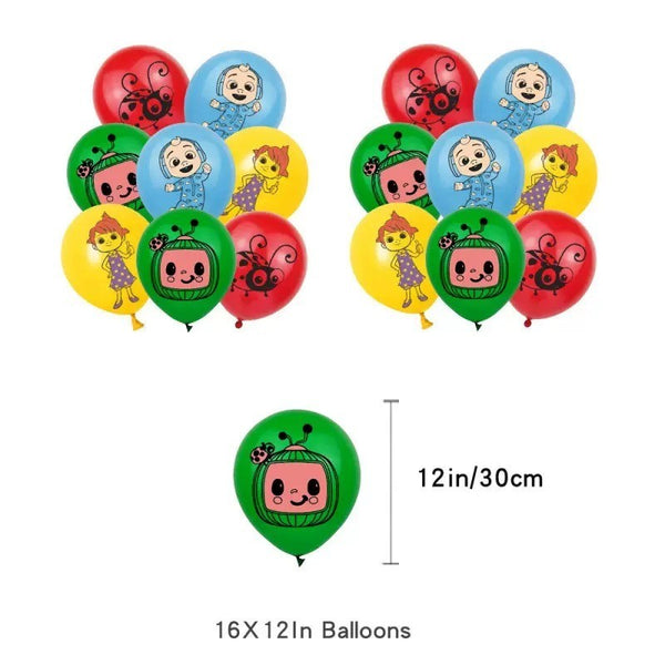 Cocomelon  Tableware Party Supplies Kids Birthday Banner Topper Balloon Plate