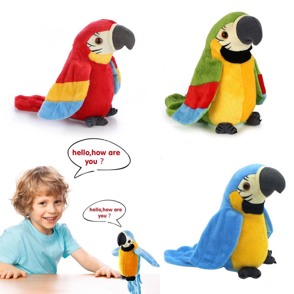 Talking Parrot Plush Toy Repeats What You Say Interactive Record Bird Kids Gift