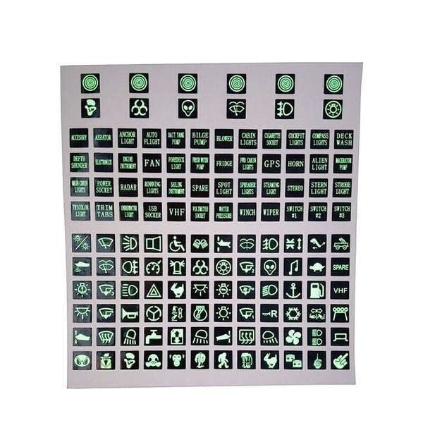 120PCS Circuit Panel Sticker Rocker Switch Label Decal Car Marine Boat Luminous