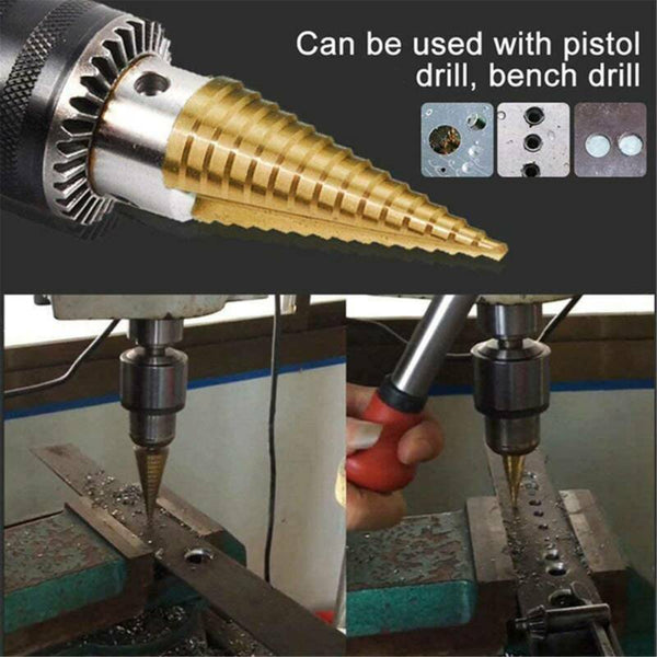 3pcs NEW HSS Steel Step Cone Drill Titanium Bit Set Hole Cutter 3/12mm 4-12/20mm