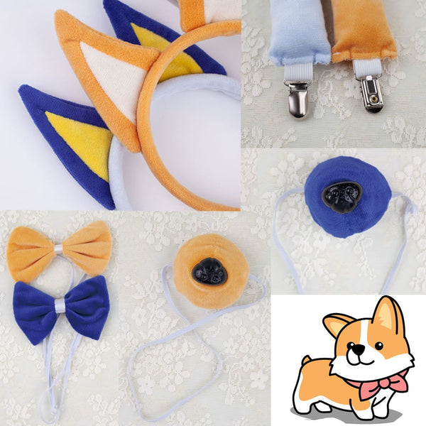 Bluey and Bingo costume detail of ears clips bowtie and tail